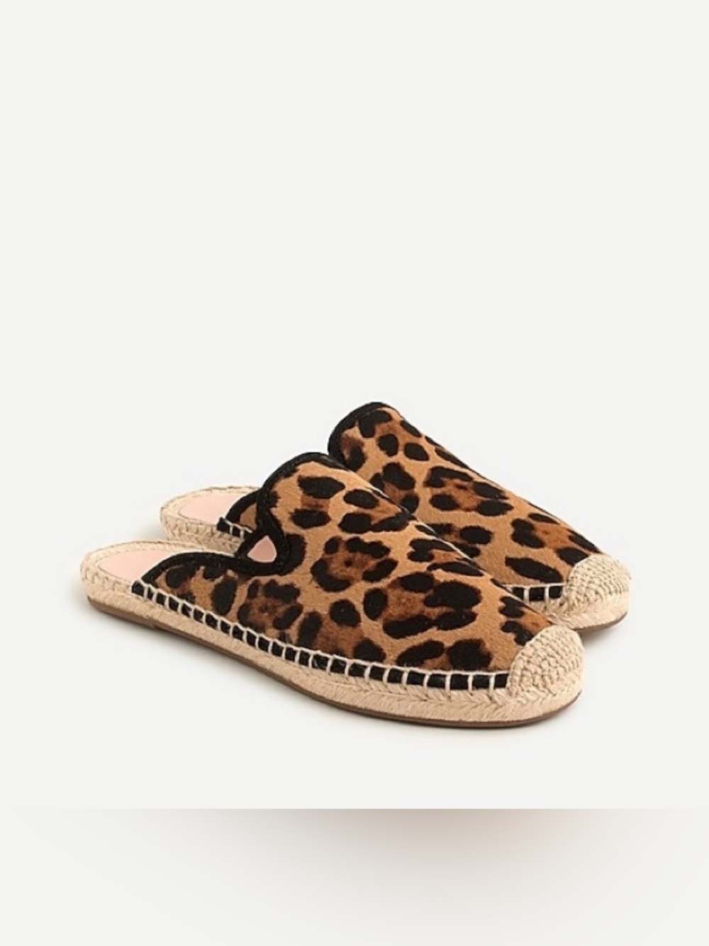 J Crew Neutral Leopard Print Calf Hair Slip On Espadrille Sandals Size 8